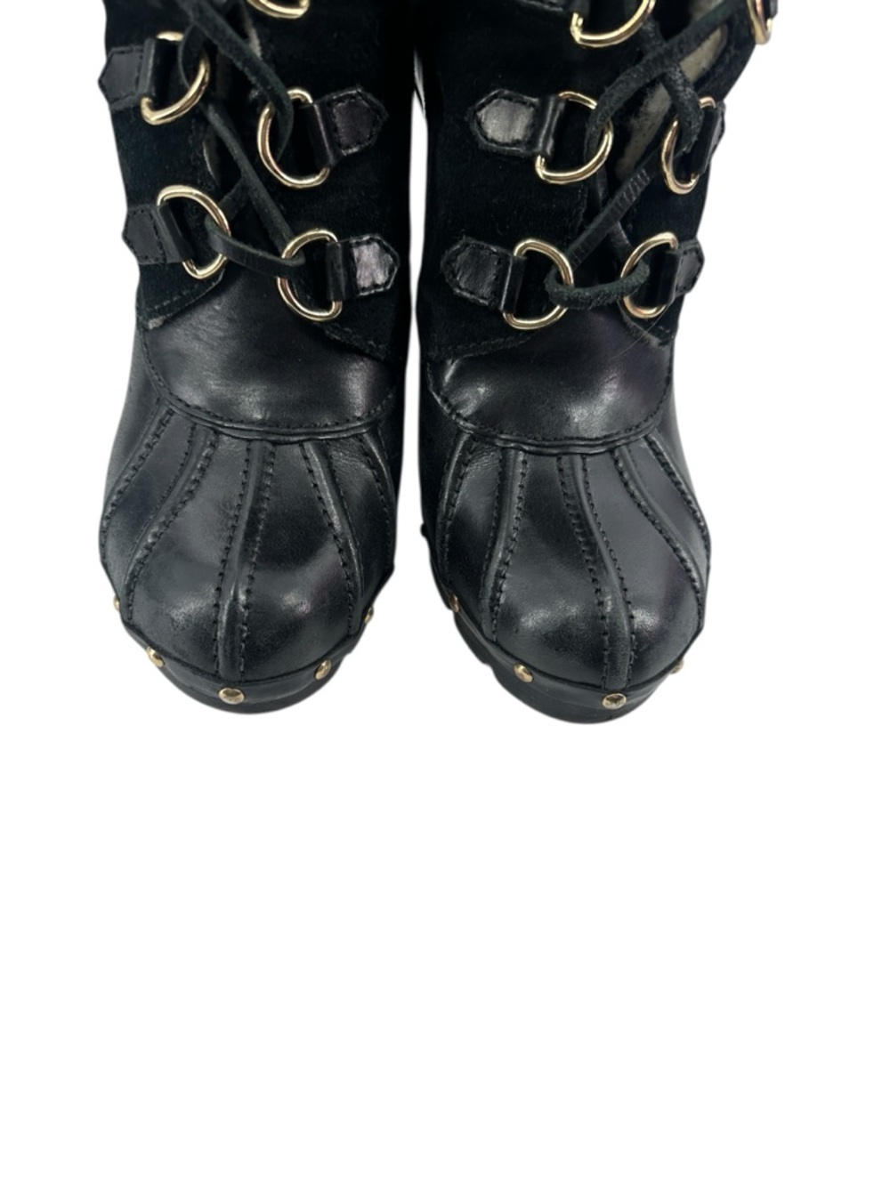 Michael Kors winter warrior clog boots Black leather shearling lined heeled sz 8 - Picture 6 of 14